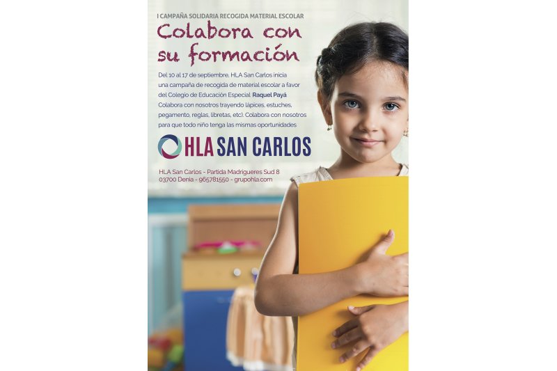 HLA San Carlos organiza unaCampaa Solidaria de Recogida de Material Escolar