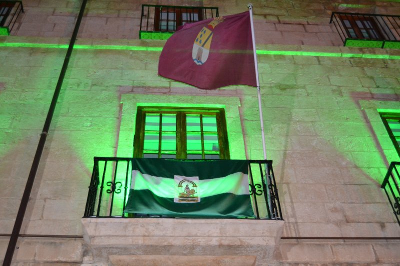 Iluminación verde en el Ayuntamiento de Dénia para conmemorar el Día de Andalucía 