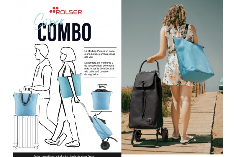 Rolser lanza un Combo tres en uno: carro, bolso de compra y trolley de viaje