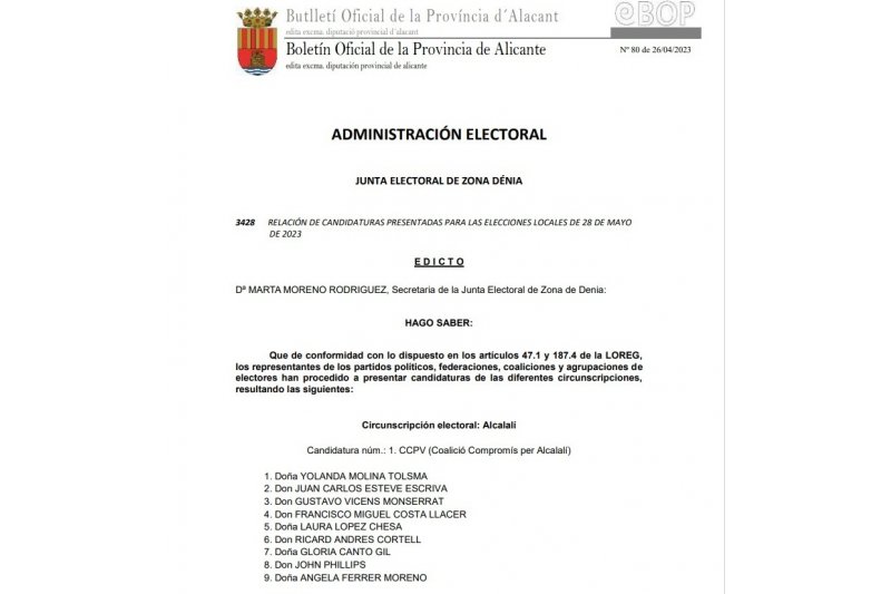 Publicadas las candidaturas para las elecciones municipales y autonmicas 