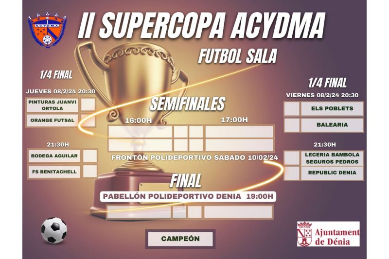 Los ocho mejores de la Liga Comarcal de Fútbol Sala se enfrentan a partir del jueves en la Supercopa