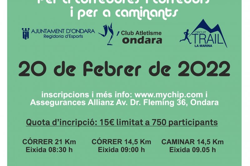 La Concejala de Deportes y el Club Atletismo Ondara organizan la carrera de montaa Gegant de Pedra 2022 para el 20 de febrero