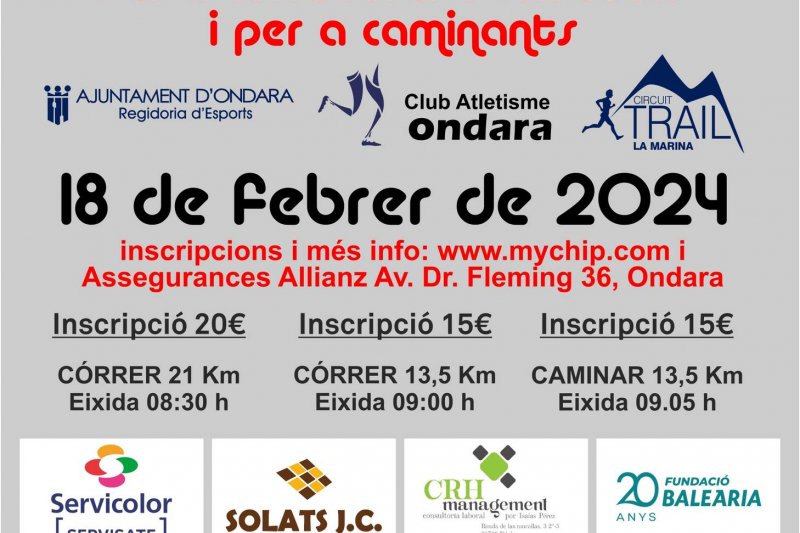 La Regidoria d’Esports i Club Atletisme Ondara programen la Gegant de Pedra 2024 pel 18 de febrer