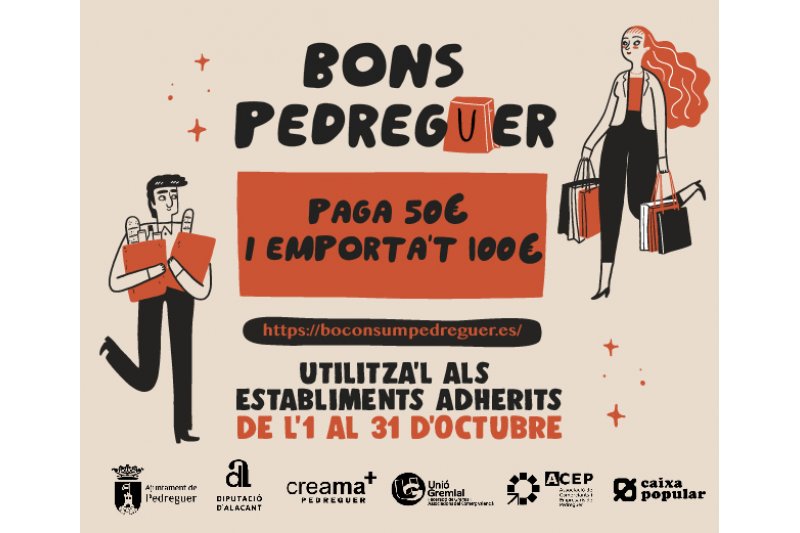 Los Bonos Consumo de Pedreguer estiman un impacto económico sobre el comercio local de más de 117.000 euros